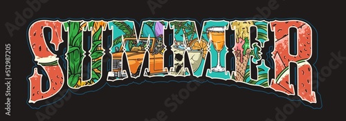 Summer word vintage colorful logotype