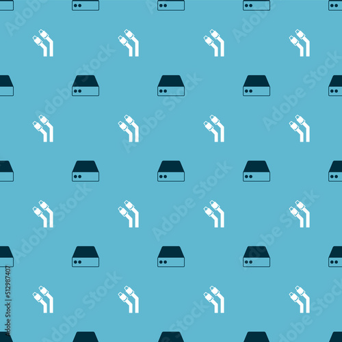 Set Server, Data, Web Hosting and LAN cable network internet on seamless pattern. Vector