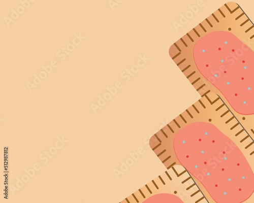 Homemade Pop-tarts made from scratch, flat vector stock illustration or template with space for text with sweetness with glaze