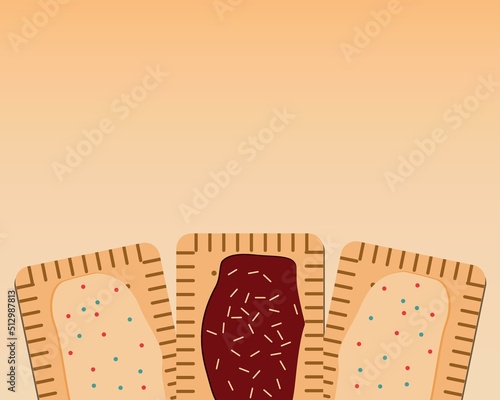 Homemade Pop-tarts made from scratch, copy space template or flat vector stock illustration with sweetness for design