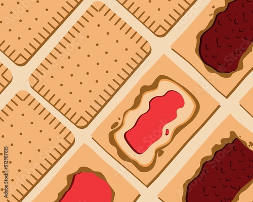 Homemade Pop-tarts made from scratch, flat vector stock illustration with trendy food and filling during cooking