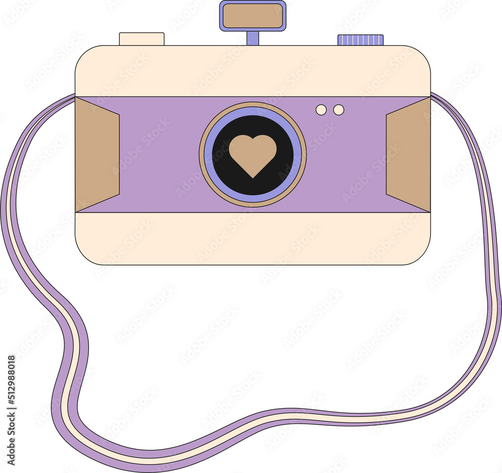 Vector illustration with cute heart in retro camera