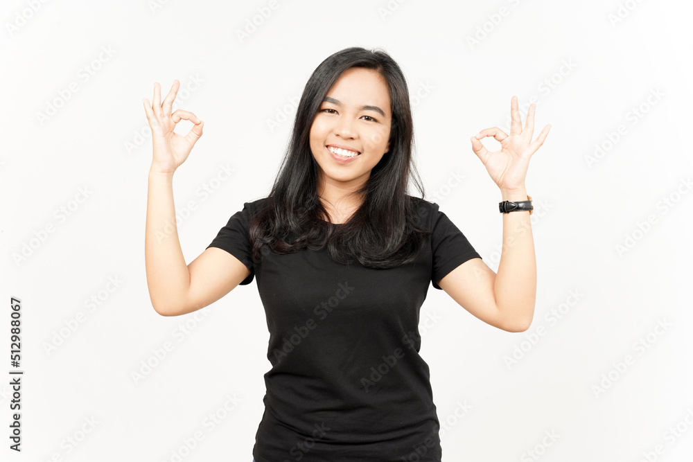 Showing ok sign of Beautiful Asian Woman Isolated On White Background Showing ok sign of Beautiful Asian Woman Isolated On White Background