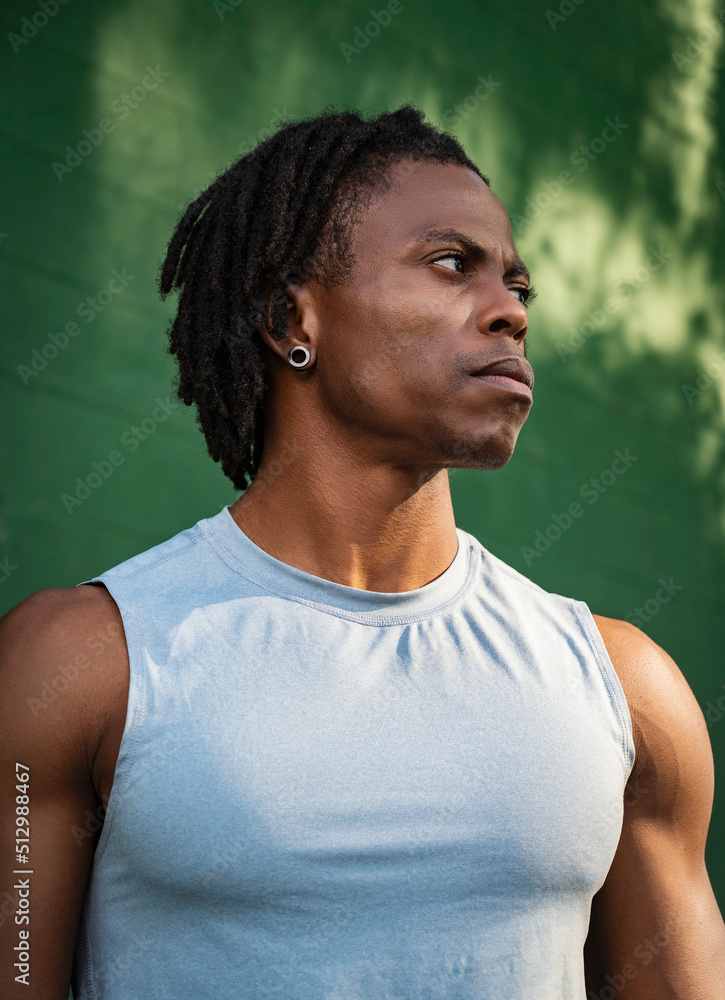 Portrait of serious athlete man outdoors Portrait of serious athlete man outdoors