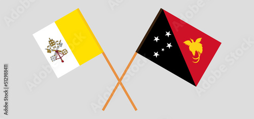 Crossed flags of Vatican and Papua New Guinea. Official colors. Correct proportion