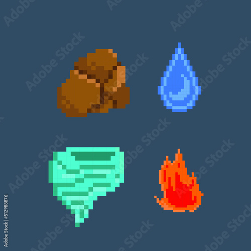 elemental sign in pixel art style