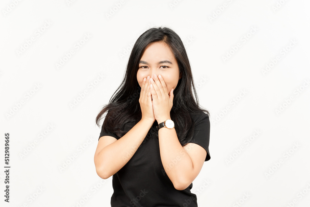 Covering mouth and laughing of Beautiful Asian Woman Isolated On White Background Covering mouth and laughing of Beautiful Asian Woman Isolated On White Background