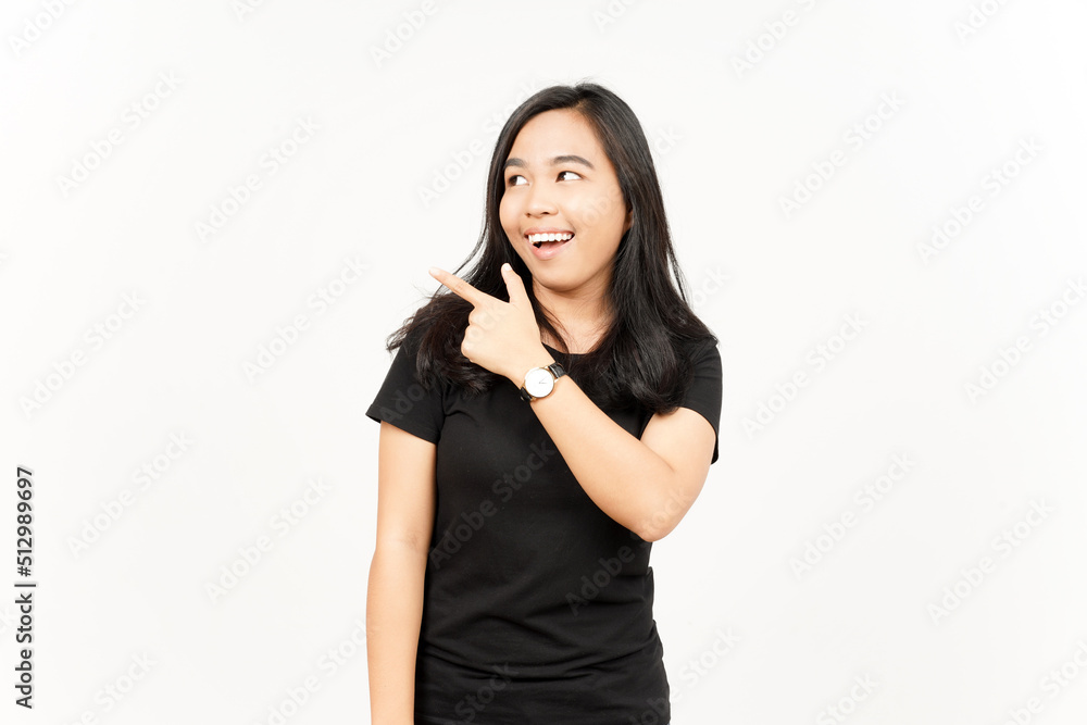 Showing Product and Pointing Side of Beautiful Asian Woman Isolated On White Background Showing Product and Pointing Side of Beautiful Asian Woman Isolated On White Background