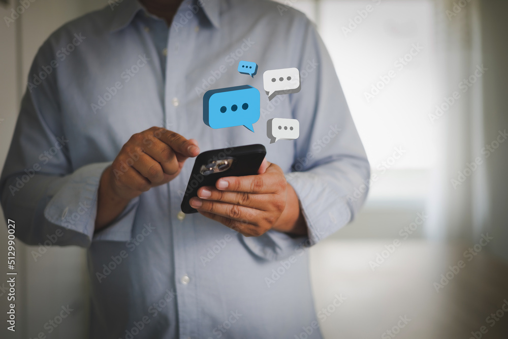 pop up Social media men hand using smartphone typing chatting Live Chat Chatting on application Communication Digital social network concepts pop up Social media men hand using smartphone typing chatting Live Chat Chatting on application Communication Digital social network concepts