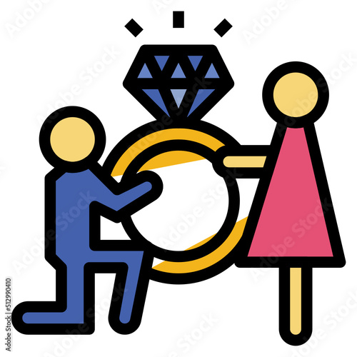 Will you marry me outline filled color icon
