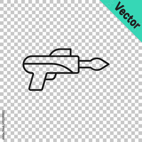Black line Fishing harpoon icon isolated on transparent background. Fishery manufacturers for catching fish under water. Diving underwater equipment. Vector