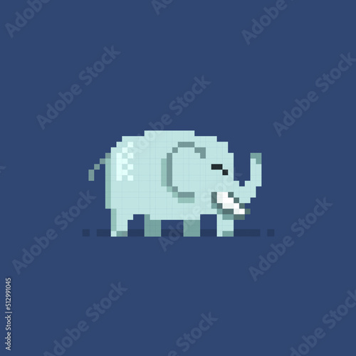 cute elephant in pixel art style