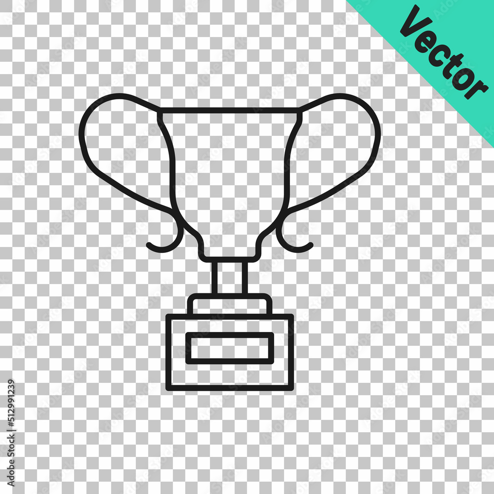 Black line Award cup icon isolated on transparent background. Winner trophy symbol. Championship or competition trophy. Sports achievement sign. Vector Black line Award cup icon isolated on transparent background. Winner trophy symbol. Championship or competition trophy. Sports achievement sign. Vector