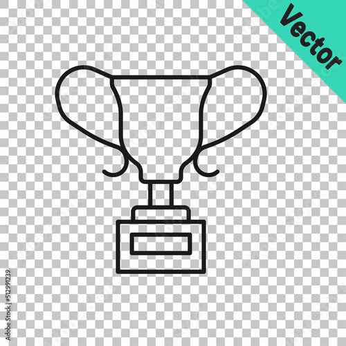 Black line Award cup icon isolated on transparent background. Winner trophy symbol. Championship or competition trophy. Sports achievement sign. Vector