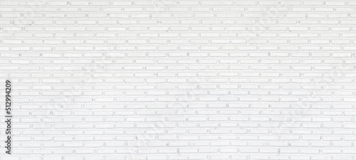 Abstract white brick wall texture for pattern background interior texture for display products, wide panorama picture