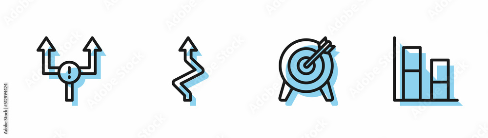 Set line Target, Arrow, and Graph, chart, diagram icon. Vector Set line Target, Arrow, and Graph, chart, diagram icon. Vector