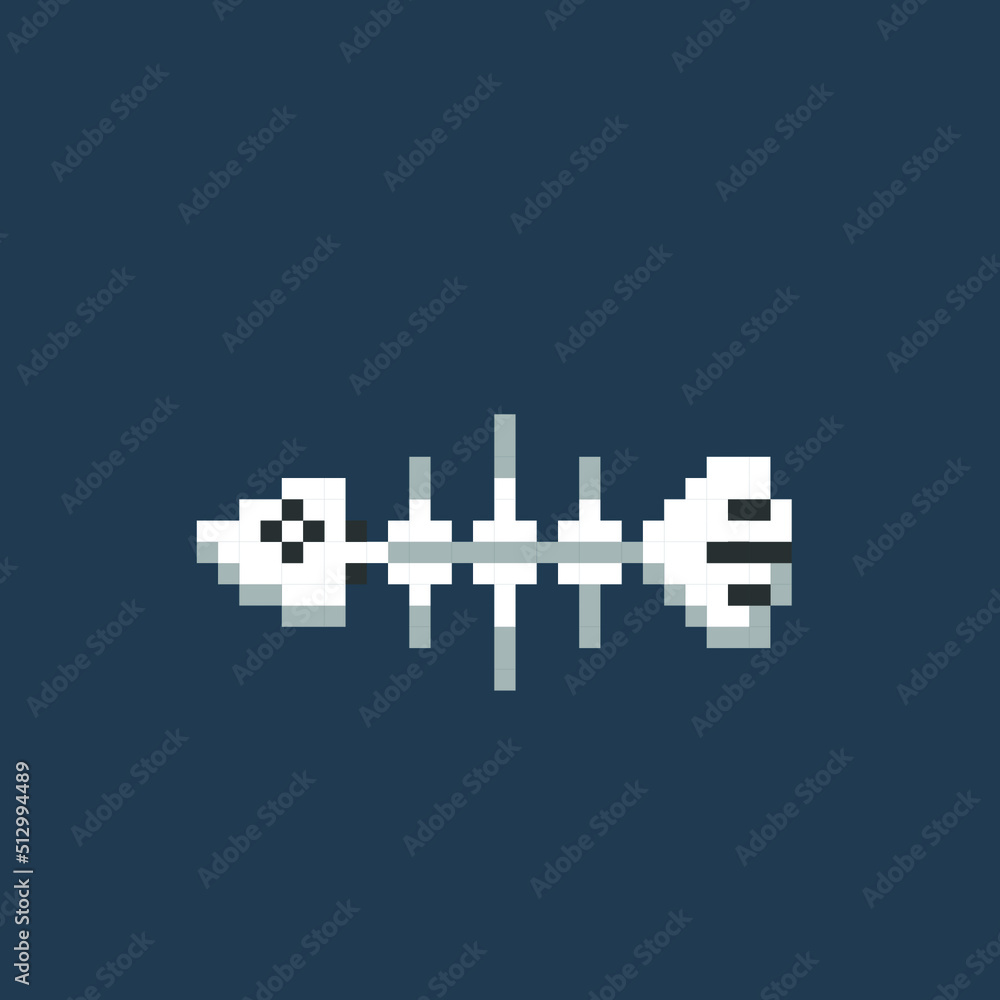 fish bone in pixel art style vector de Stock Adobe Stock