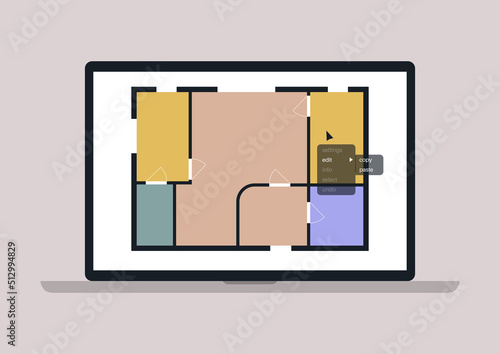 Editing an architectural project with a right click menu, a digital  real estate software