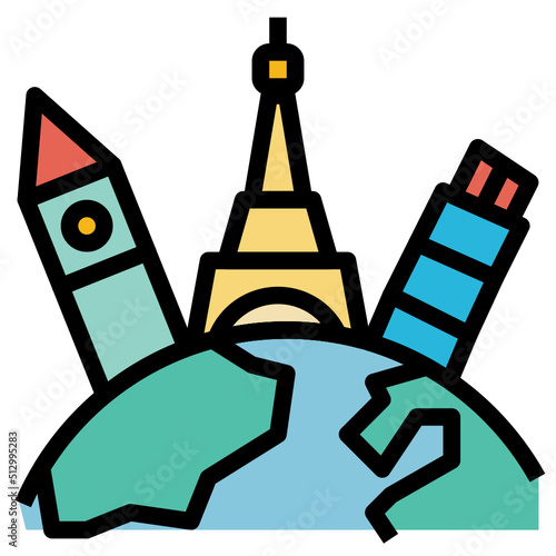 Tourism outline filled color icon