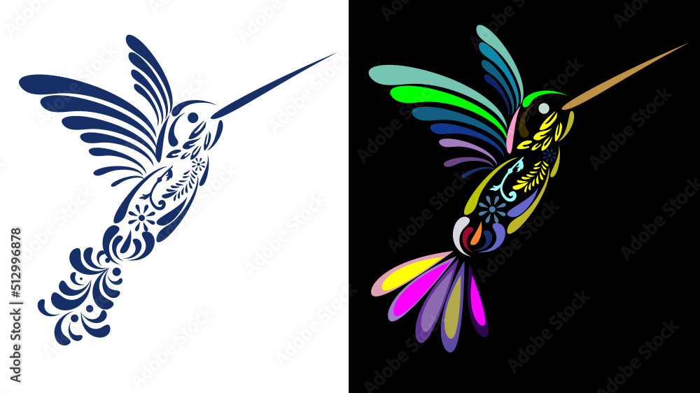 hummingbird mexican huichol art illustration pack collection in vector format