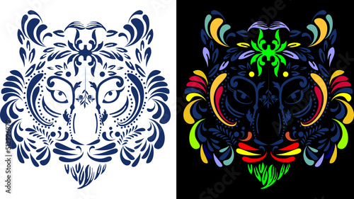 tiger mexican huichol art illustration pack collection in vector format