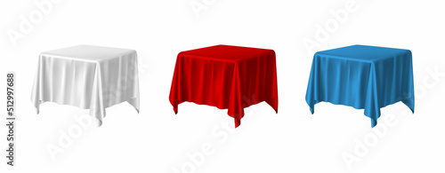3d realistic vector icon illustration. Tablecloth in white, red and blue color. Isolated.