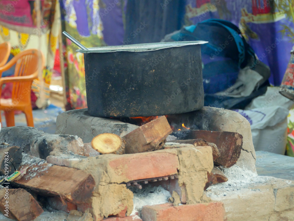 Traditional cooking stove. Traditional Indian earthen cooking stove Countryside stove or clay stove