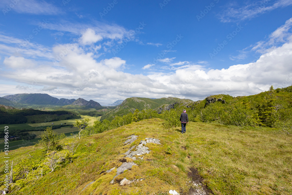 On a mountain trip to Kaukarpallen mountains a great summer day, Northern Norway- Europe	