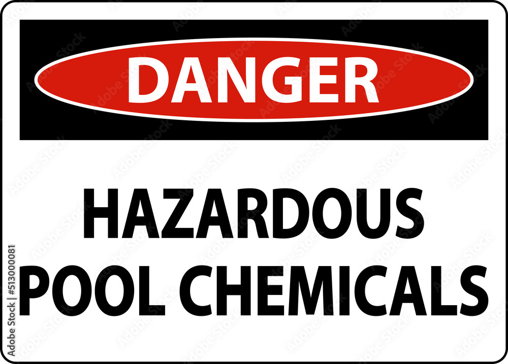 Danger Hazardous Pool Chemicals On White Background Danger Hazardous Pool Chemicals On White Background