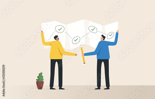 Business strategic planning. Achieving goals. Team brainstorming or competitor analysis. Leaders and staff planning the team to success.