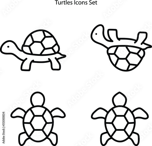 turtle line icon vector. turtle sign. isolated contour symbol black illustration on white background.