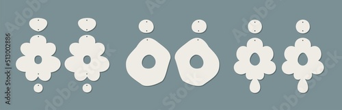 Vector Earrings Templates big set of Boho hand drawn various shapes. Modern trendy vector illustration. Laser cut, wooden earrings. Metal cut. Isolated on white background
