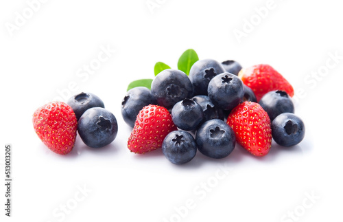 Wild berry of blueberies and strawberry