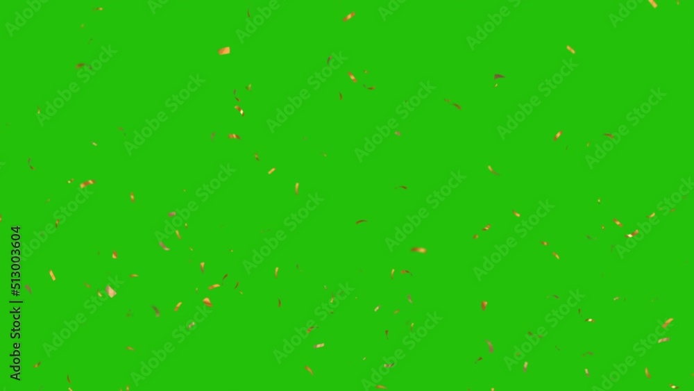 Falling gold particles on a green background. Gold particles with the alpha channel. Key color, color key, alpha channel. Falling gold particles on a green background. Gold particles with the alpha channel. Key color, color key, alpha channel.