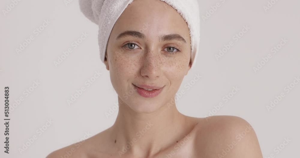 Female with good skin enjoying beauty procedures. Cosmetology concept Female with good skin enjoying beauty procedures. Cosmetology concept