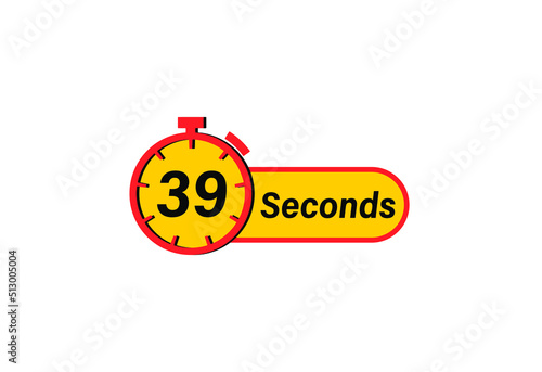 39 Seconds timers Clocks, Timer 39 sec icon, countdown icon. Time measure. Chronometer icon isolated on white background photo