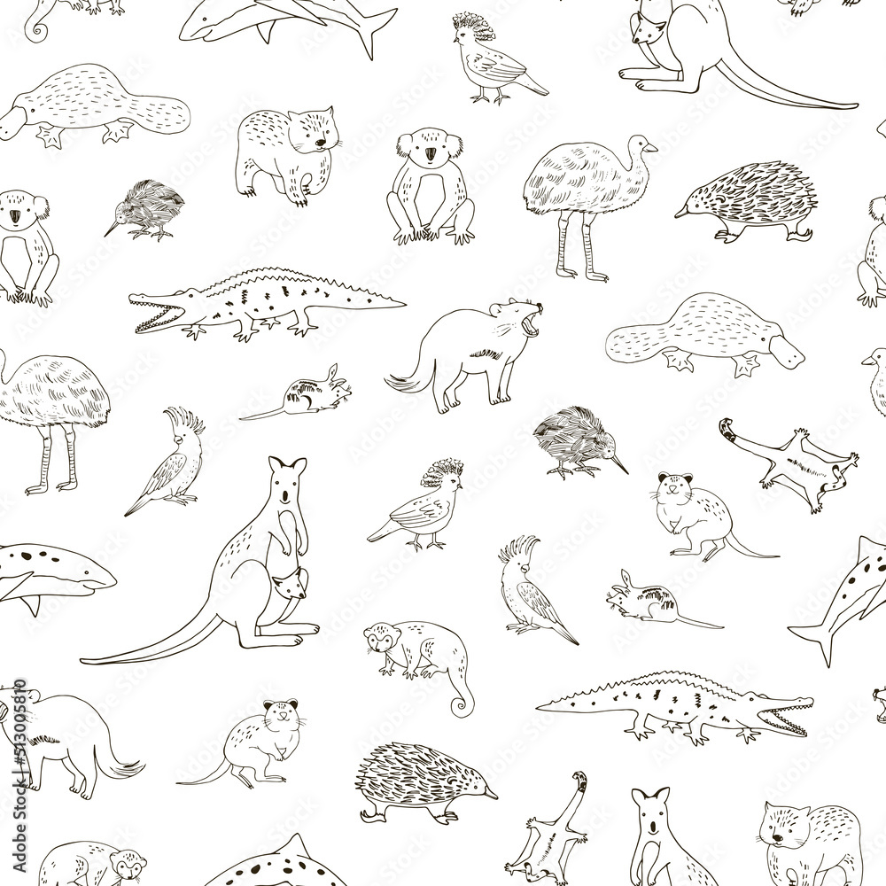 Australian animals vector seamless pattern Australian animals vector seamless pattern
