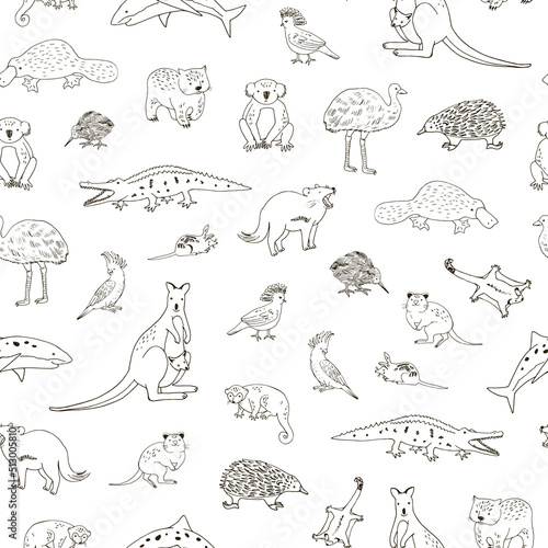 Australian animals vector seamless pattern