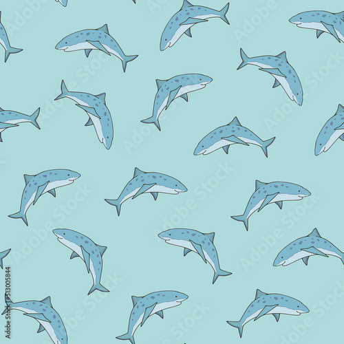 Shark simple vector seamless pattern