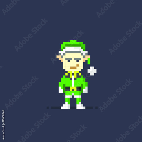 green Santa clause in pixel art style