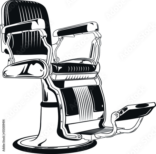 illustration of leather barber chair in old style.