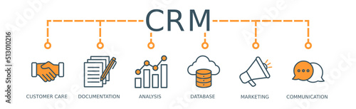 CRM Banner Web Icon Vector Illustration