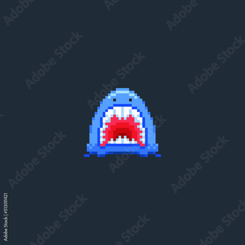 shark jaws in pixel art style