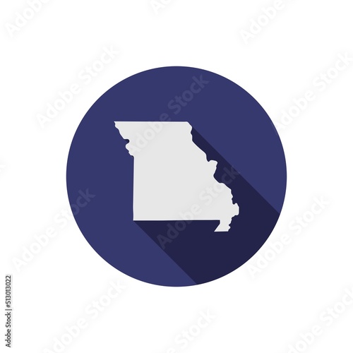 Missouri state circle map with long shadow