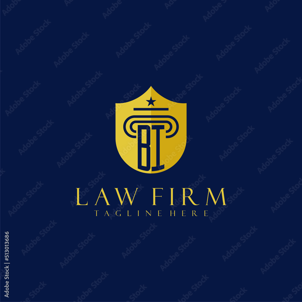 BI initial monogram elegant lawfirm logo with pillar and shield image ...