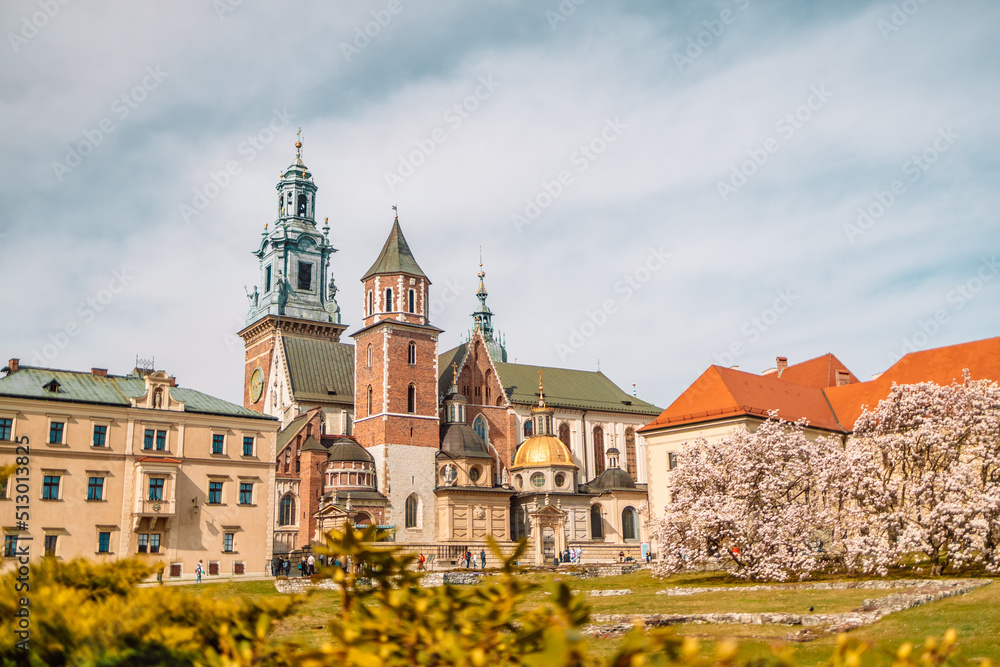 Summer view of Wawel Royal Castle complex in Krakow Tourist attraction of Poland