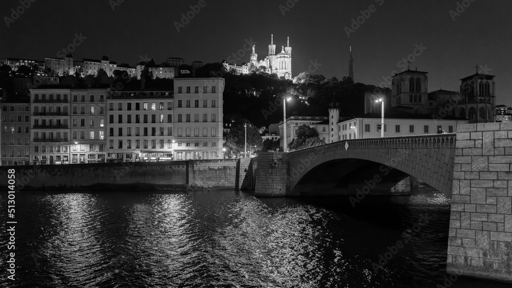 Bridge over the Saone River in Lyon in France on, June 2022