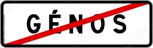 Fotografie Panneau sortie ville agglomération Génos / Town exit sign Génos
