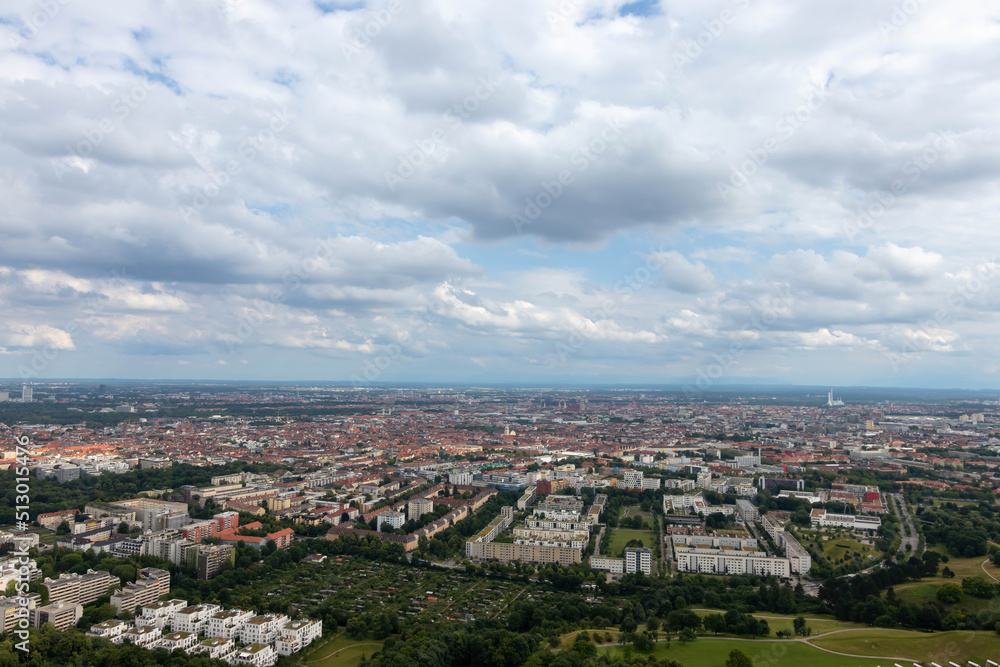 An aerial view of the Schwabing-West district of Munich