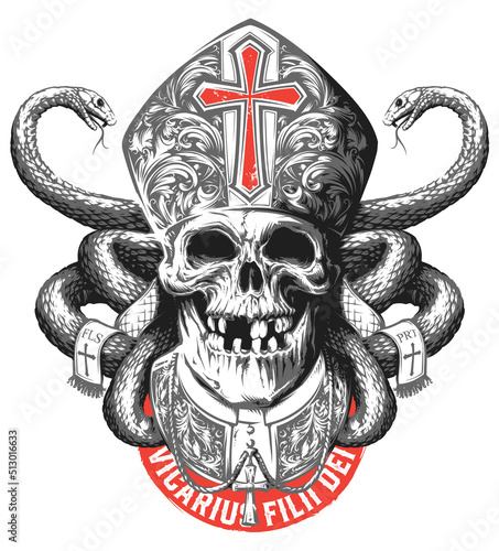 Vector Skull in catholic bishop 